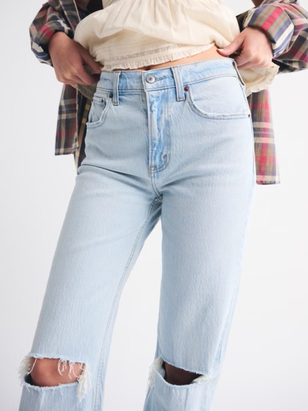 90's Straight Ultra High Rise Jeans - Curve Love - Abercrombie + Fitch - Picture 2 of 16